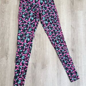 Ethika Girls' Pink & Teal Leopard Print Active Leggings